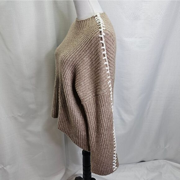 Halogen Tan Thread Detail Chunky Knit Sweater Size Large - Picture 5 of 10